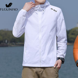 FUGUINIAO Mens Outdoor Sports Sun Protection Clothing Mens Hooded Jacket Loose Skin Clothing Summer Beach