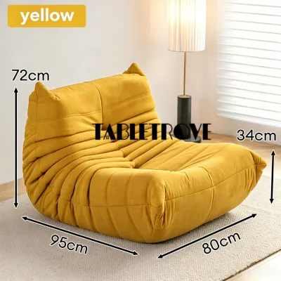 Lazy Sofa Ergonomic Design Modern Simple Style Velvet Fabric sofa bed Sofa Caterpillar Lazy Sofa with Full Sponge Leisure Reclining Chair for Balcony Living Room Bedroom