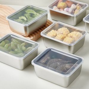Hộp lạnh khay đựng thực phẩm bằng inox có nắp dậy đa năng tiện lợi dùng được trong tủ lạnh