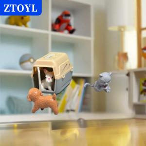 [COD]🔥🔥🔥ZTOYL 2 4Pcs Realistic Mini Dog & Cat Cage With Door Miniature Dollhouse Pet House For Doll Accessories Mini Pets Habitat