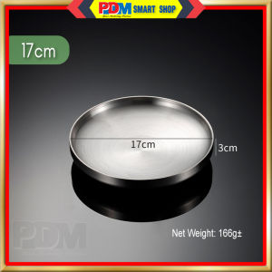 PDM 304 Stainless Steel Korean Barbecue Round Plate Double Layer Anti-scald Flat Round Plate 17cm/19cm/21cm/23cm