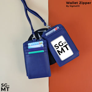 Lanyard SGMT WALLET ZIPPER - Lanyard Resleting Name Tag ID Card Holder Zipper Kulit Lanyard Wallet Dompet Kartu PU Leather Premium Best Seller