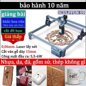 SCULPFUN S9 EU máy khắc laser mini 90W máy cnc mini khắc gỗ 410x420mm laser engraving machine (Lấy nét laser siêu mịn 0.06mm) máy khắc lazer máy cắt laser kim loại mini