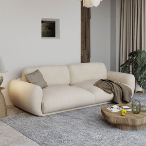 Japanese ins cream wabi-sabi style simple modern three-person sofa small apartment living room sofa