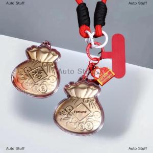 [COD] Auto Stuff กระเป๋าหนังสีทองนำโชคมีสายคล้องสำหรับโทรศัพท์ กระเป๋าเป้สะพายหลังพวงกุญแจห้อยประดับของขวัญปีใหม่2026
