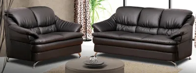 (FurnitureSG) 2 or 3 Seater Sofa Faux Leather Brown Black