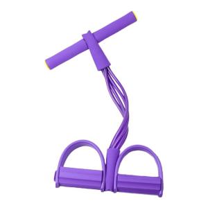 4 Tube Exercise Band for Sit Up Stretching Muscle Toning Nonslip Foot Pedals Soft Foam Handle Home and Office Fitness