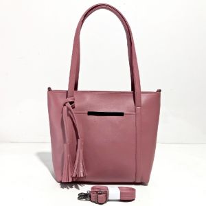 Tote Bag Wanita Elegan Rumbai Polos Desain Modern Kulit Imitasi Ghl Behel