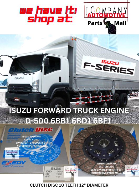 ISUZU D-500 6BB1 6BD1 6BF1 FORWARD ENGINE CLUTCH DISC TRUCK 12 INCHES ...