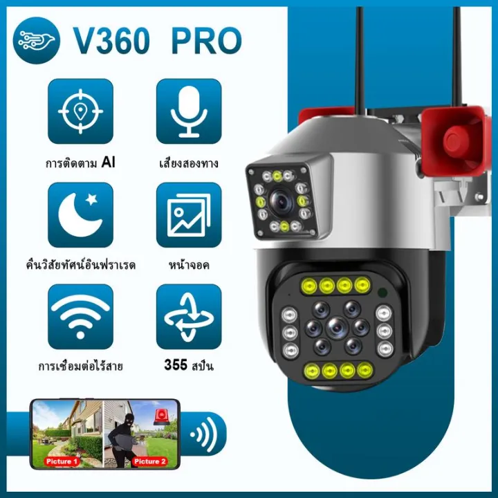 V360 Promonitor V360 Pro กล้องวงจรปิด กันน้ำและกันฝนกลางแจ้ง กล้องวงจรปิด 2 เลนส์ ...