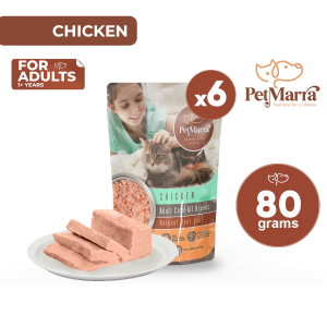PetMarra Natural Meat Loaf Adult Cat Wet Food Pouch Chicken Flavor 80g BUNDLE OF 6 cats meatloaf canned foods all breeds