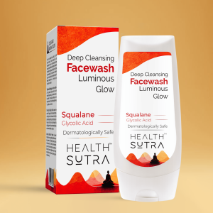 Health Sutra Deep Cleansing Facewash Luminous Glow - Enriched with Squalene & Glycolic Acid for Smooth and Glowing Skin - 100 ml