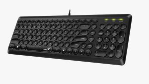 Genius SlimStar Q200 Slim Multimedia Keyboard AI Copilot Key 12 FN Keys Compact Ergonomic (Black)