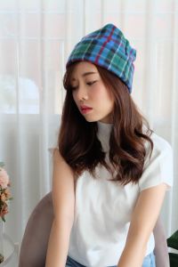 หมวกผ้าสำลีลายสก็อต ทำให้หมวกราคามีถูกเนื้อผ้านุ่ม หมวกผ้าสำลีลายสก็อต