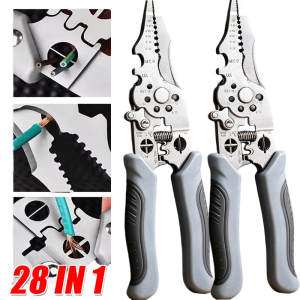 28 in 1 Multipurpose Wire Stripper / Electrician Hand Tool / Heavy Duty Wire Stripping Pliers / for Cutting Crimping Screwdriver