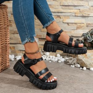 [Free Shipping] Thick-Soled Sandals For Women Fashionable New Style Plus-Size Open-Toe Comfortable With A Platform Sole And A Single-Strap Design