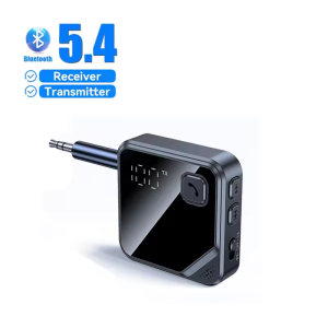2-IN-1 Stereo Bluetooth 5.4 Receiver Transmitter 300mAh 3.5mm AUX With LCD Battery Volume Display for Car Music/Hands-Free Call