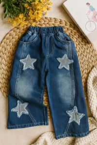 2-12tahun Kulot Jeans Anak model Lebar Motif Bintang Celana Santai Kekinian korean style