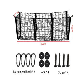 Heavy Duty Mesh Cargo Net 3 Pocket Cargo Net Car Trunk Storage Organizer with Hooks Screws