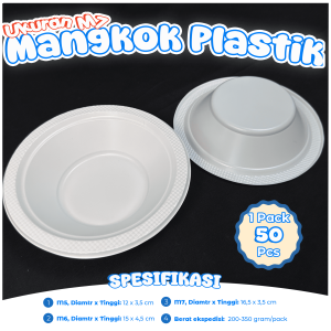 Mangkok Plastik Putih Susu UNIVERSAL M7 Isi 50 Pcs / Mangkok Hajatan Sekali Pakai