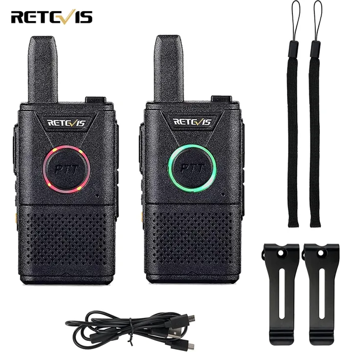 Retevis RT618 Mini Walkie Talkies License Free, PMR446 Dual PTT 2 Way Radio Long Range for Family, USB Rechargeable Portable Handheld Transceiver with VOX
