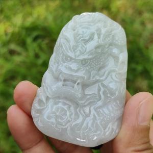 Natural Type A Jadeite Pendant Necklace crafted with Big Domineering Dragon symbols of power status authority certificate included weigh 49.53 grams 67.7 * 42 * 10.3 mm (pendant22)