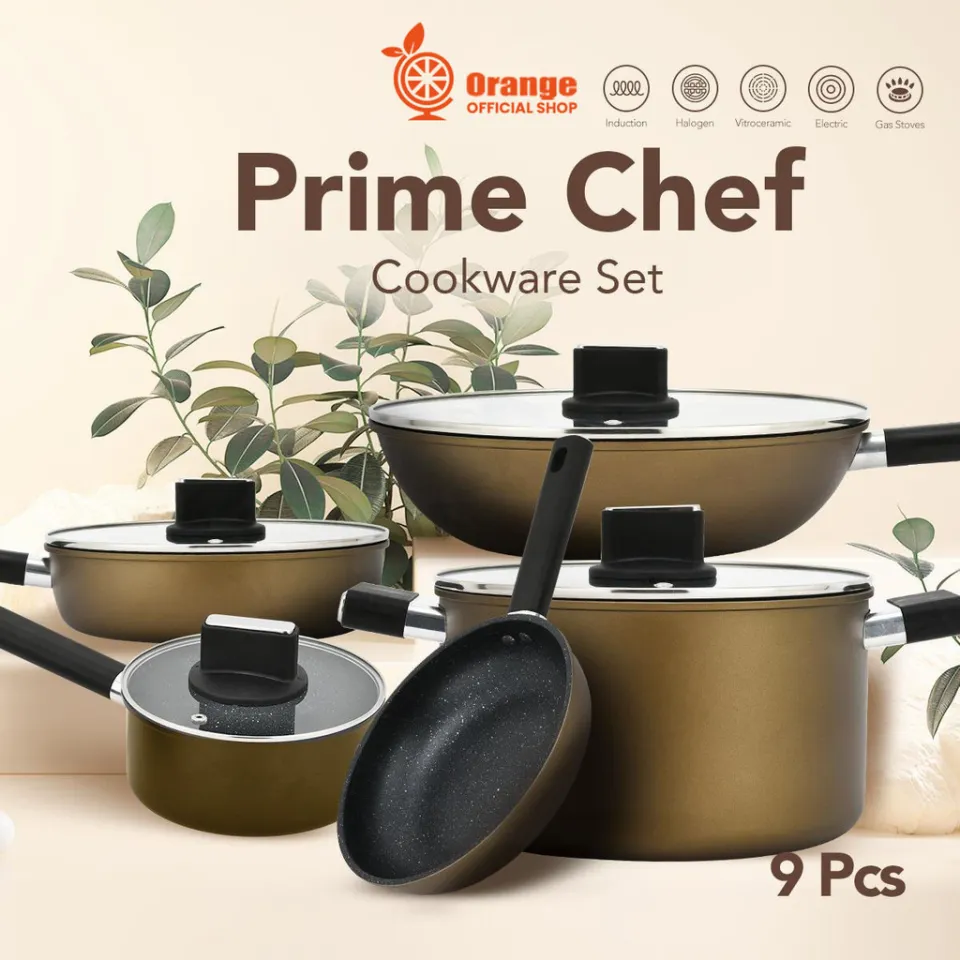 Prime Chef Set Cookware 5in1 Panci Set Stainless Panci Tutup Kaca