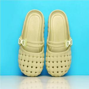 Free Shipping Summer Open-Toe Sandals Flat-Soled Non-Slip White Casual Versatile Half-Slipper Style Soft-Soled Perforated Design Waterproof