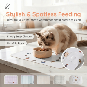 ER52858 Anti Spill Pet Feeding Mat Cartoon Waterproof Pet Food Feeding Pad Pet Accessories Durable Cat Bowl Mat Pet Eating