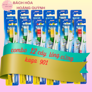 Combo 12 cây bàn chải đánh răng cước cứng nhiều màu sắc KAGA 901.