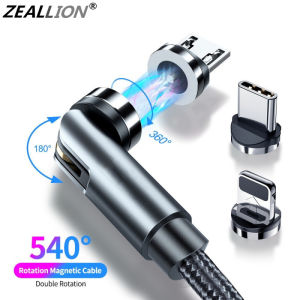 Zeallion Cáp Điện Thoại Di Động Cáp Từ Tính Xoay 540 Cáp Sạc Nam Châm USB-C Cáp Micro USB Type C Cho iPhone Xiaomi Samsung Huawei