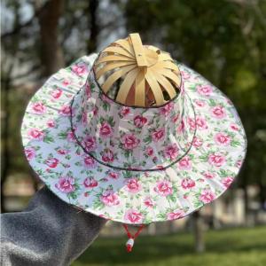 Two-in-One Convertible Fan Hat/Bamboo Fan Hat Portable Foldable/Sunscreen Anti-UV Outdoor Hat/Ethnic Cultural Style/