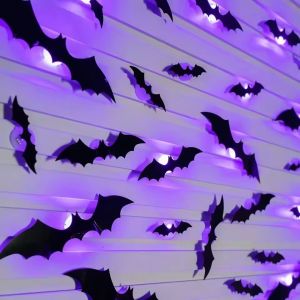 Halloween 3D Stereoscopic Bat LED Night Light PET Wall Decal Home Festival Party Indoor Wall Decoration Lamp2026