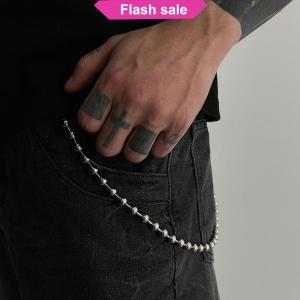 SHENHAO2🎀 Punk Cá Nhân Jeans Quần Chuỗi Cho Nam Giới Tối Giản Cổ Điển Hip Hop Eo Chuỗi Đơn Giản Vòng Hạt Có Thể Điều Chỉnh Eo Chuỗi