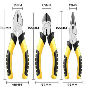 Daywalker Heavy Duty Pliers 3pcs Heavy Duty Pliers Tool set Long Nose Pliers Set Heavy Duty Pliers Tool Vise wire cutters + sharp nose pliers + 6 inch diagonal jaw pliers