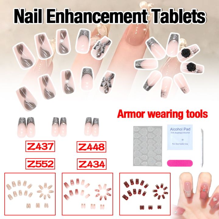 24 Pcs Decorative Fake Nails Set With Glue French Nail Diy Design Extension Nail Art Lazada Ph 8125