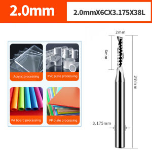 1PC Single Flute 3.175mm Spiral Tungsten Steel Carbide Milling Cutter Acrylic PVC Engraving End Mill Router Bit Machine Tools