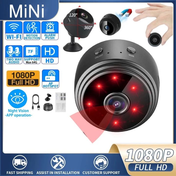 Cctv Mini WiFi IP Camera CCTV sensor infrared 1080P A9NV smart IP kamera  pengintai slot micro usb tanpa kabel