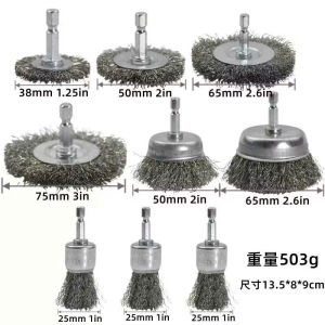 Bộ chổi cọ 9 cây Thân lục giác thép đa năng chuyên dùng để đánh rỉ sét làm sạch bề mặt kim loại