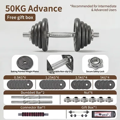 Adjustable Dumbbell Set 20/30/50KG Barbell Set Chrome Dumbbell Set for Men Gym Equipment Dumbell