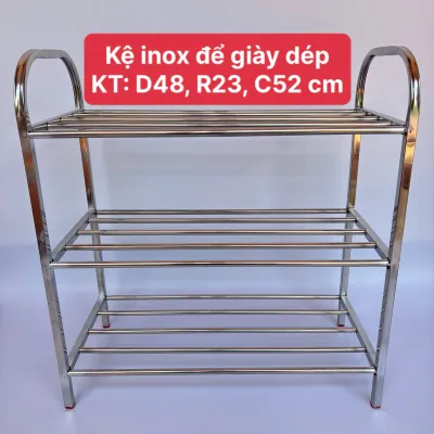 Kệ Để Giày Dép Inox 3 Tầng Cao Cấp 48x23x52cm – Kệ Giày Inox Chống Gỉ Chắc Chắn Tiết Kiệm Diện Tích