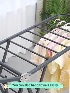 Portable Folding Clothes Rack Stainless Steel Folding Clothes Rack Save Space Suitable For HDB