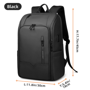 Hk Casual Travel Backpack for Men Waterproof 15.6 inch Laptop Backpack With USB Port High Capacity Business Backpack Daily Commute Work Bags