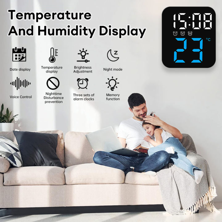 Tastour Digital Alarm Clock LED Clock Large Display with Temperature