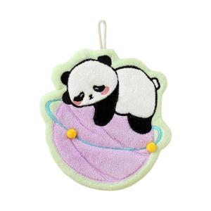 Cartoon Hanging Towel Lovely Panda Absorbent Thick Coral Cloth Hand Towel for Kitchen and Bathroom Use