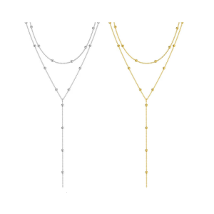 Trendy Multi Layer Necklace Featuring Beads and Geometric Tassels Fashionable Bead Layered Necklace With Simple Tassels