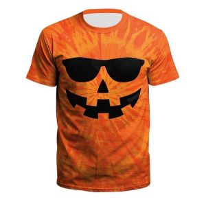 🎃3D clothing👻 Halloween Pumpkin T-shirt Anime Pattern T-shirt Mens and Womens 3D Digital Printed Polyester Halloween Casual Top