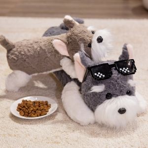 JOJO CASTLE Soft Schnauzer Stuffed Doll 45/65/90cm Fluffy Hair Soft West Highland Dog Plush Lifelike Puppy Plush Toy Pet Soft Plush Throw Pillow High-Quality Home Decor Birthday Gift