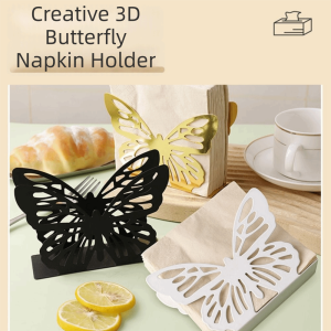 HUNIU Vertical Design Paper Towel Holder Iron Butterfly Rabit Shape Napkin Organizer Table Decoration Exquisite Tissue Dispenser Kitchen