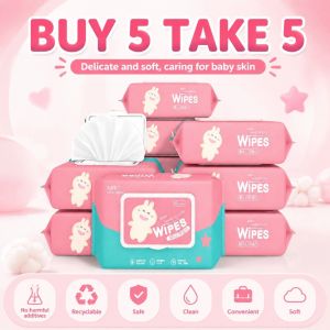 Buy 5 Take 5 Organic Baby Wipes 80 Pcs Per Pack 99% Water Hypoallergenic (Non-Alcohol-wipes)